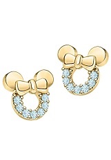 nice silver gold Minnie Mouse aquamarine gemstone birthstone baby earrings
